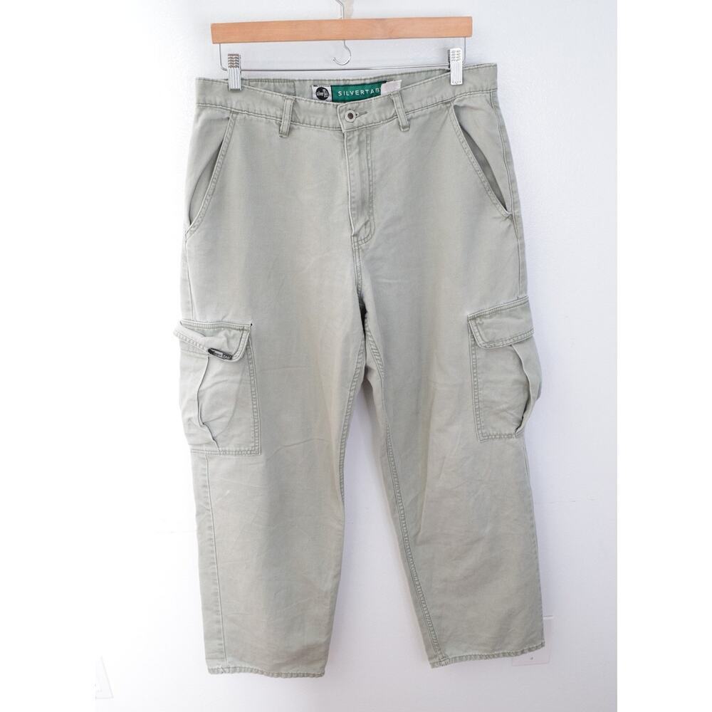 Vintage Levis SilverTab Cargo Pants Mens 33x34 Gray Utility Baggy Y2K 90s